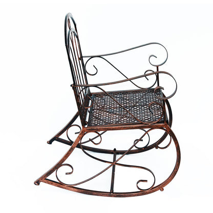 Iron Rocking Chair-Bronze - Outdoor Furniture for Garden and Patio - Metal Frame - Comfortable Armrests - Easy Assembly