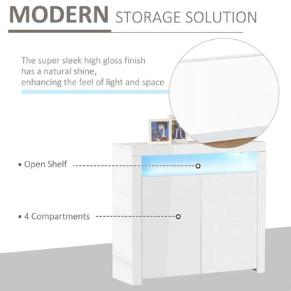 Modern LED Cabinet w/ RGB Lighting - High Gloss, White