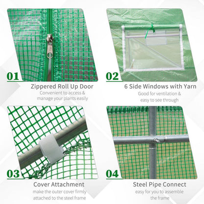 Outsunny Walk-In Gardening Greenhouse | 4.5m x 2m x 2m | PE Cover, Galvanized Steel Frame | Green