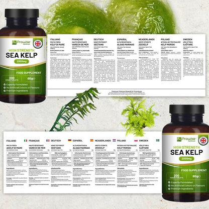 Sea Kelp 2000mg 200 Vegan Tablets | Natural Source of Iodine | Premium Ingredients | Proudly Made in The UK by Prowise