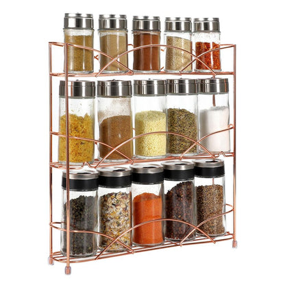 VINSANI FREE STANDING SPICE RACKS: Stylish, 3-tier design, store up to 18 spices, space-saving, high-quality iron wire