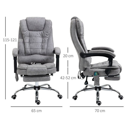 Vintage High Back Massage Office Chair (Grey) - 6 Vibration Points & Heated - Professional Quality