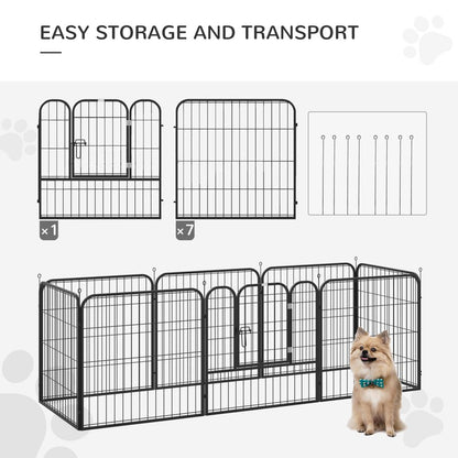 PawHut Dog Pen 8 Panels Puppy Pen Heavy Duty Pet Playpen for Indoor Outdoor for Dogs, Rabbits, Ducks 80cm High