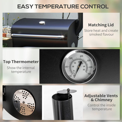 Premium Outsunny BBQ Grill - Charcoal, Shelves, Lid, Thermometer - Perfect for Outdoor Parties!