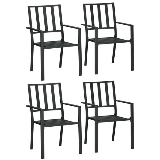Outsunny Metal Stackable Garden Chairs - Set of 4, Black