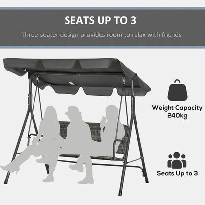 Premium Outsunny 3-person Rattan Swing Chair - Adjustable Canopy, Strong Steel Frame - Best Quality!