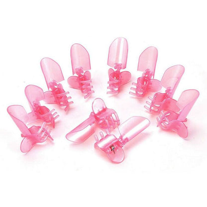 10-Pack Pink Nail Polish Protection Clips - Plastic Clip Tip for Drying Enamel