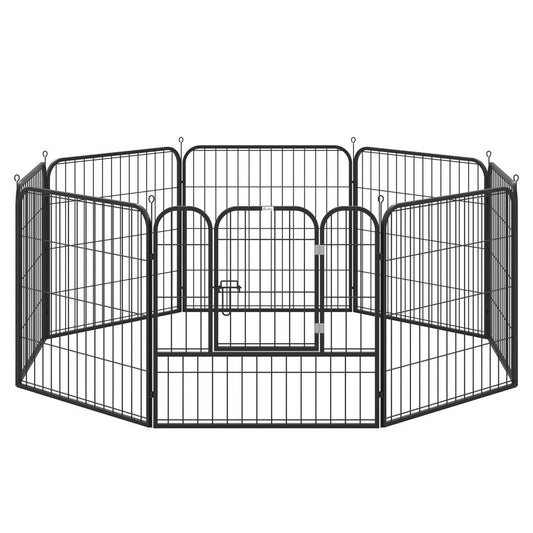 PawHut Dog Pen 8 Panels Puppy Pen Heavy Duty Pet Playpen for Indoor Outdoor for Dogs, Rabbits, Ducks 80cm High