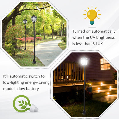 1.77m Tall Solar LED Lamp Post | Outdoor Garden Lighting | Black | Energy-Saving