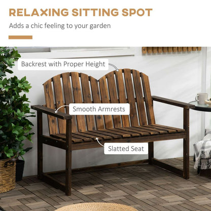 Premium Outdoor Wooden Bench - Patio Loveseat Chair, Slatted Backrest - Quality & Durability - 240kg Max Load