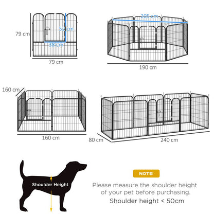 PawHut Dog Pen 8 Panels Puppy Pen Heavy Duty Pet Playpen for Indoor Outdoor for Dogs, Rabbits, Ducks 80cm High