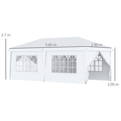Outsunny 3 x 6m Pop Up Gazebo Height Adjustable Party Tent w/ Storage Bag Black