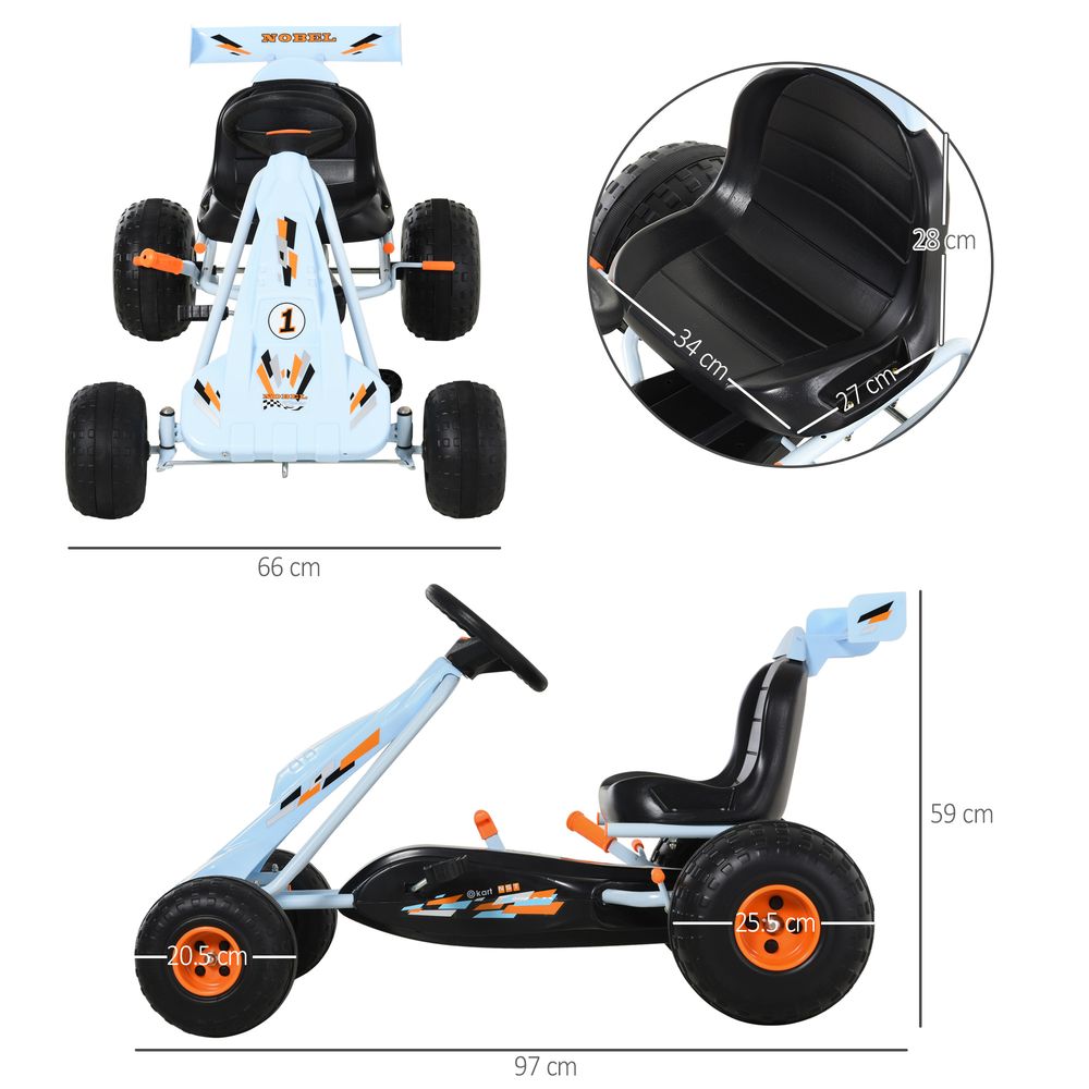 HOMCOM Kids Children Pedal Go Kart Manual Ride On Car w/Brake Gears Steering Wheel Adjustable Seat Outdoor Fun Vehicle 97 x 66 x 59 cm