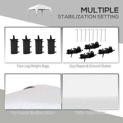 Premium 3x3M Pop Up Gazebo - Carry Bag, 4 Leg Weight Bags, White - Outdoor Events, BBQs, Camping