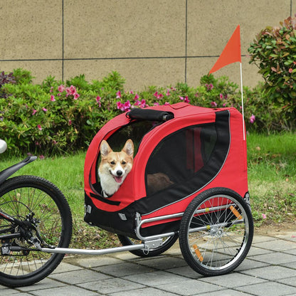 PawHut Steel Dog Bike Trailer Pet Cart Carrier for Bicycle Kit Water Resistant Travel