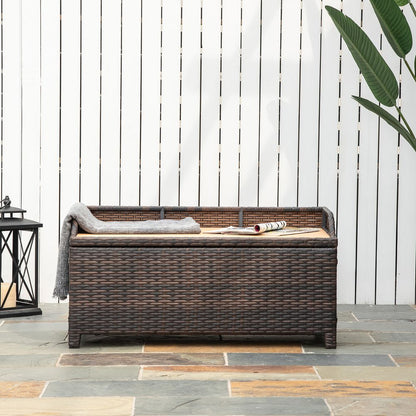 Premium Rattan Garden Storage - 102Lx51Wx51H cm Brown - Cabinet Cushion Box Chest