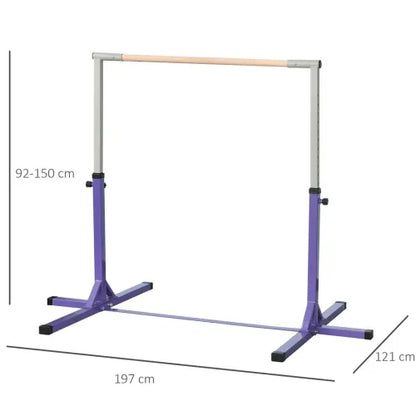HOMCOM Height Adjustable Gymnastics Horizontal Bar For Kids Home Gym Training Children Junior Kip High Bar Fitness
