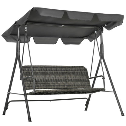 Premium Outsunny 3-person Rattan Swing Chair - Adjustable Canopy, Strong Steel Frame - Best Quality!