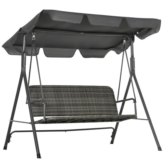 Premium Outsunny 3-person Rattan Swing Chair - Adjustable Canopy, Strong Steel Frame - Best Quality!