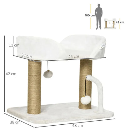 42cm Indoor Cat Tree Kitty Play Tower, Jute Scratching Post, Toy Balls - High Quality, Easy Assembly, Perfect for Playful Cats