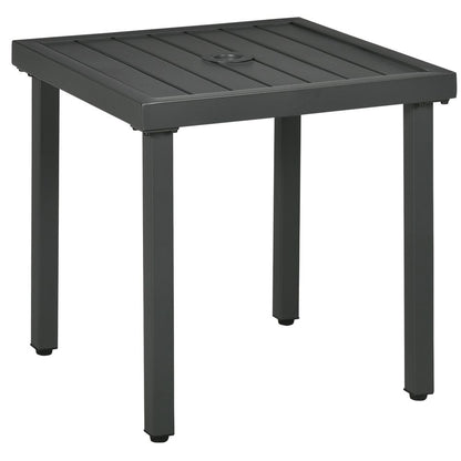 Premium Outsunny Garden Side Table - Durable Steel Frame, Umbrella Hole - Perfect for Patio, Balcony