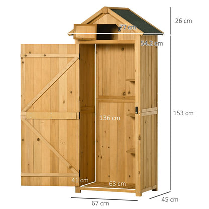 Garden Shed Utility - 3 Shelves - Wood - Outdoor - 77x54.2x179cm - Brown
