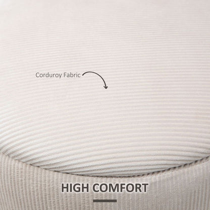 Premium Corduroy Storage Ottomans, Set of 2, Removable Lid, Cream White