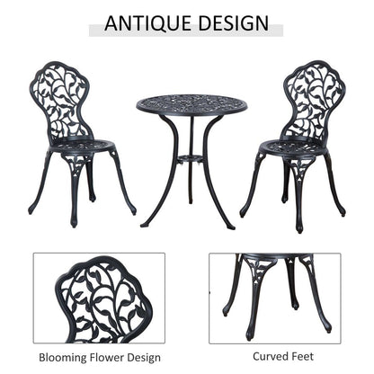 Premium Cast Aluminium 3-Pcs Bistro Set: Elegant Design, Durable Construction - Perfect for Any Outdoor Setting