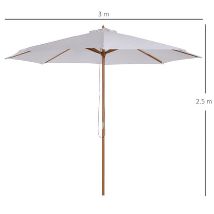 High-Quality 10'x8.2'H Bamboo Wooden Round Market Patio Umbrella - Sun & Rain Protection