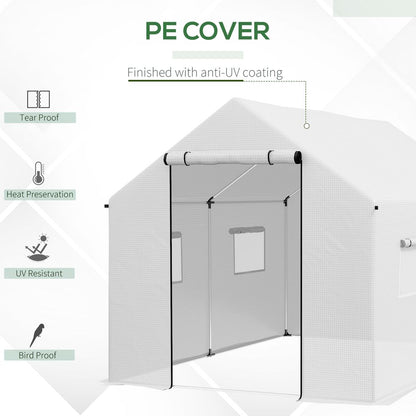 Premium Outsunny Tunnel Greenhouse - UV-Resistant PE Cover, Wide Door, 2x3(m), White - Extend Growing Season