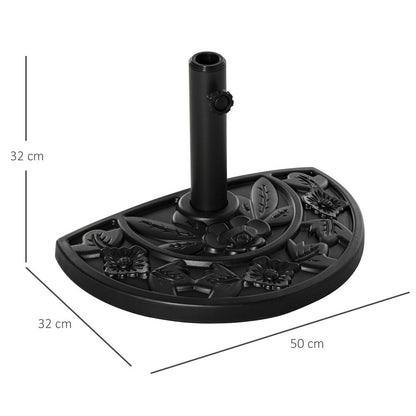 Elegant Half Round Parasol Base - Weather-resistant for Balcony - Black