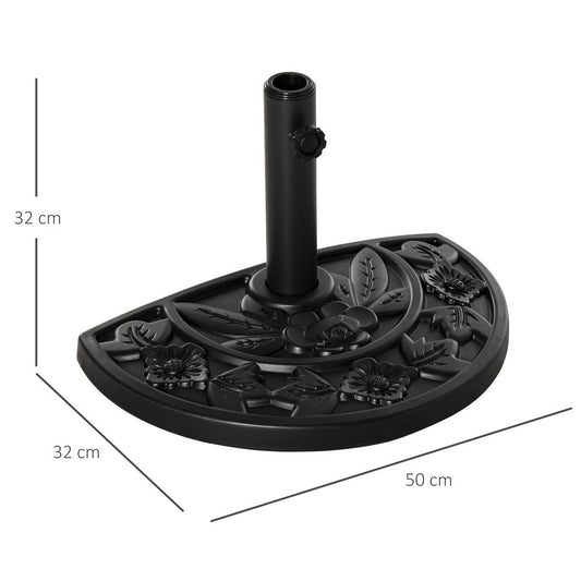 Elegant Half Round Parasol Base - Weather-resistant for Balcony - Black
