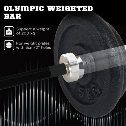 Premium 2"/5cm Barbell Bar - Home Gym Weight Lifting, 210cm, 20kg