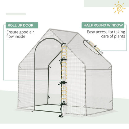 Premium Walk-In Greenhouse | 180x100x165cm | White | Steel Frame | Accessories Included