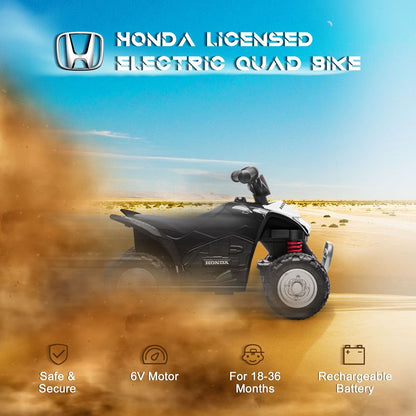 Honda Licensed Kids Electric Quad Bike 6V ATV Ride On 1.5-3 Years Black