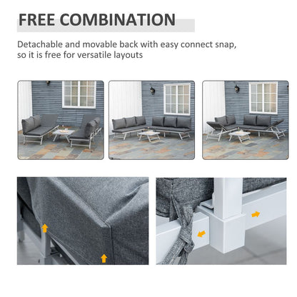 3Pc Convertible Garden Seating Set - Grey Coffee Table - High Quality