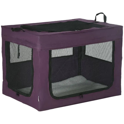 80cm Foldable Pet Carrier Cat Bag w/ Cushion - Purple - Professional Quality