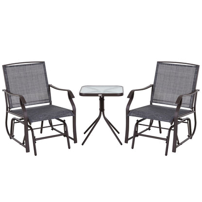 Premium Steel Frame Set-of-2 Glider Rocking Chair Set & Table - High-Quality & Stylish Grey Design