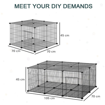 PawHut Pet Playpen DIY Small Animal Cage Metal Fence with Door, 22 Pieces, for Bunny Chinchilla Hedgehog Guinea Pig