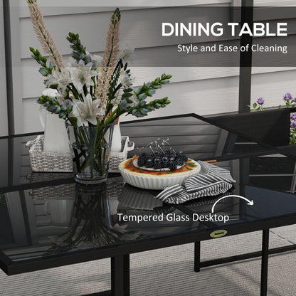 Outsunny Garden Furniture Set: 4 Seater Table & Chairs, Adjustable Backrest