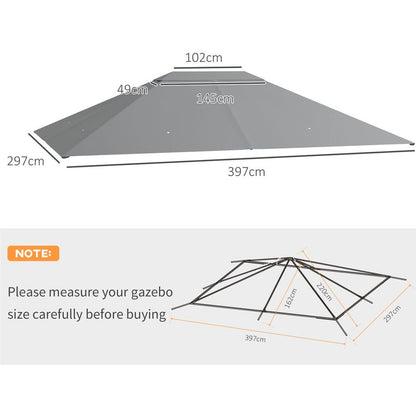 Outsunny 3x4m Gazebo Canopy Replacement - Light Grey