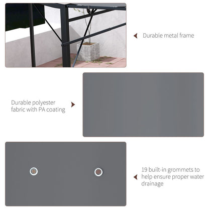 Outsunny Grey Metal Gazebo Pergola - UV Resistant, Wall Mount Outdoor Shelter