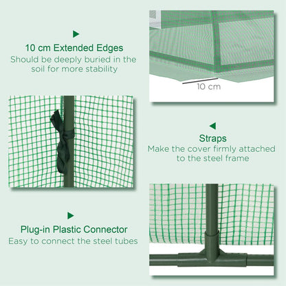Outsunny PE Mini Greenhouse, 3m Portable Tunnel Green House with 5 Mesh Windows