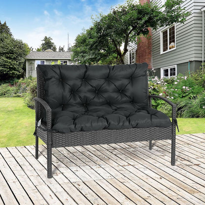 Premium Black Garden Bench Cushion - Waterproof & Comfortable - Ties for Secure Fit