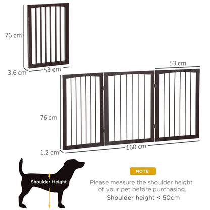 PawHut 3 Panel Pet Gate Wooden Foldable Dog Fence Indoor Free Standing Safety Gate Portable Separation Pet Barrier Guard