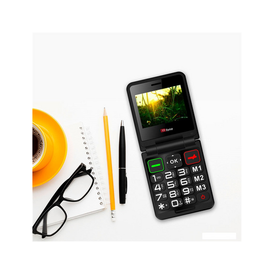 TTfone TT660 Flip Big Button Mobile, GiffGaff SIM, USB C Cable
