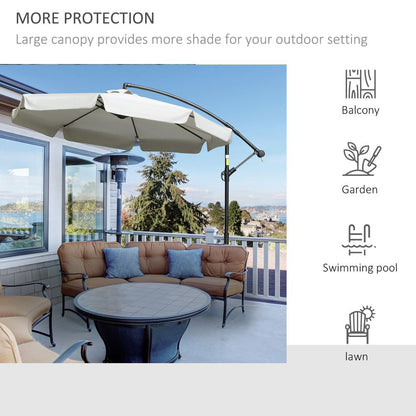 Premium 2.7m Cantilever Garden Parasol - Cream White, Crank Included