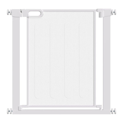 PawHut Pressure Fit Safety Gate for Doorways and Staircases, Dog Gate w/ Auto Closing Door, Pet Barrier for Hallways w/ Double Locking, Openings 75-82 cm - White