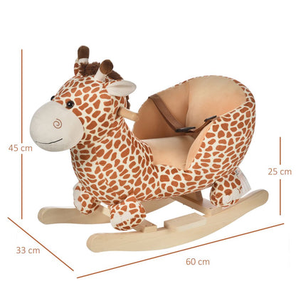 Plush Giraffe Rocking Horse - 32 Song Seat Belt - Safe & Fun - Ages 18M+