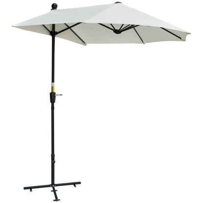 Premium 2m Half Parasol Market Crank - Cream White